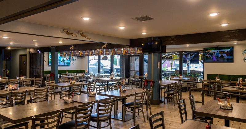 Dining area, tables ready for guests