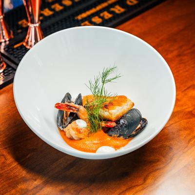 Cioppino seafood dish.