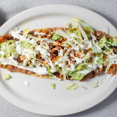 A top view of a fried quesadilla.