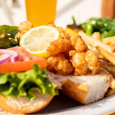 Fried Shrimp Po Boy, close up
