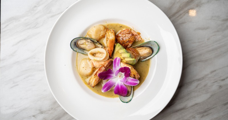 Avocado Curry Seafood plate