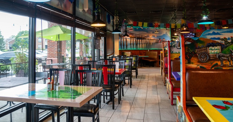 Interior, tables and chairs