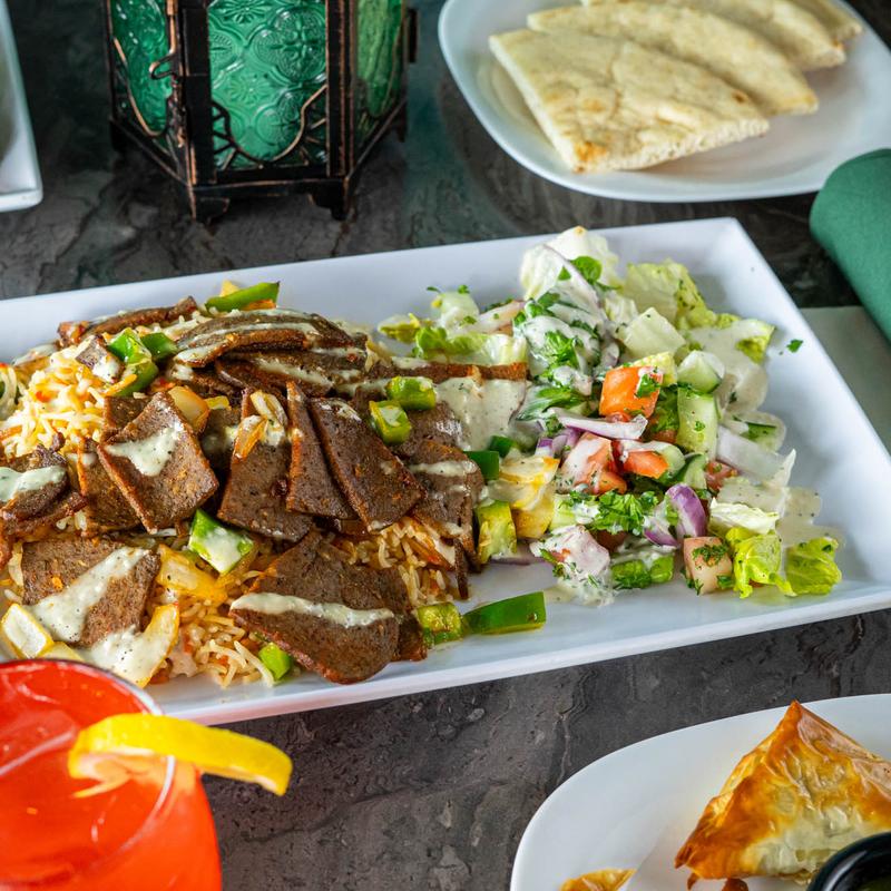 menu item 11 of 16, Gyro Over Rice With Salad