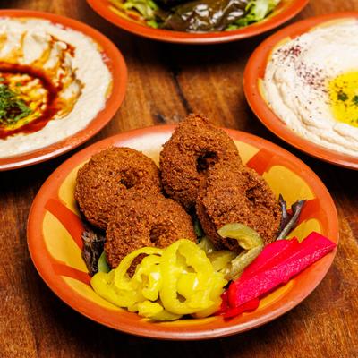 Falafel with pickled vegetables.