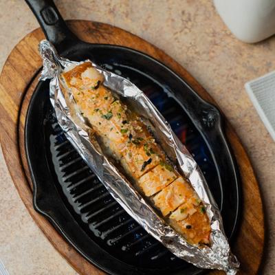 Samurai meal with shrimp, scallop, salmon and crab meat.