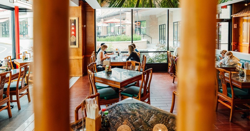 Interior, dining area, pillars