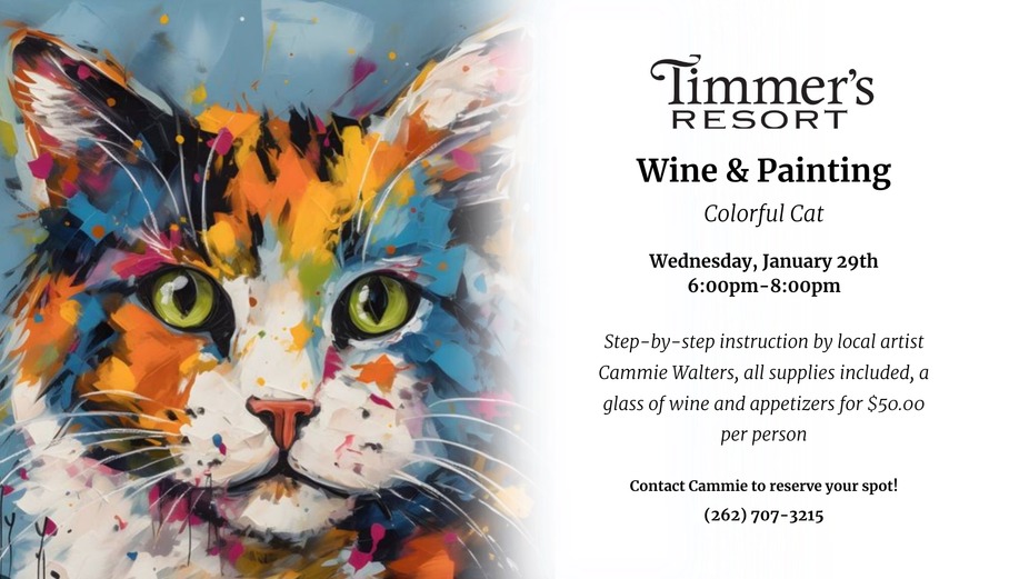 Wine & Painting - Colorful Cat event photo