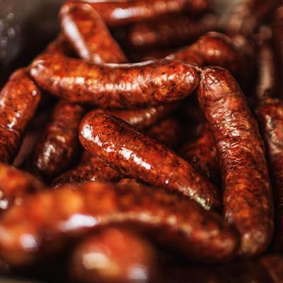 A pile of sausage links.