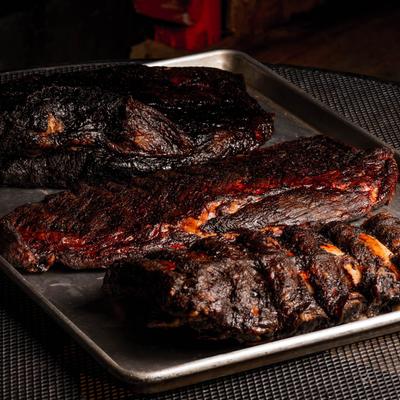 BBQ brisket and ribs.