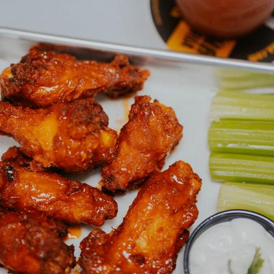 Wings served, top view
