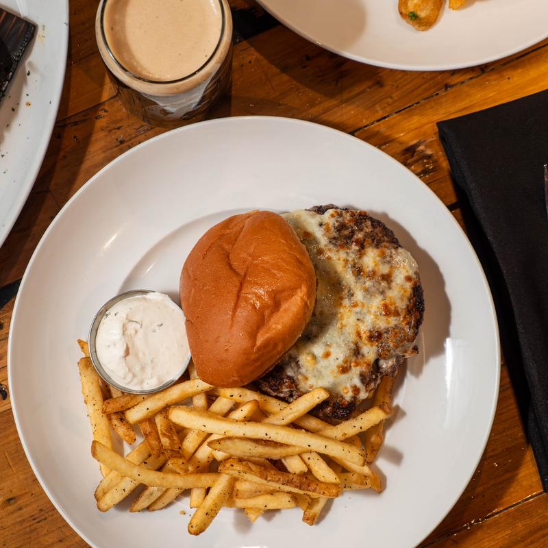 French Onion Stuffed Burger photo