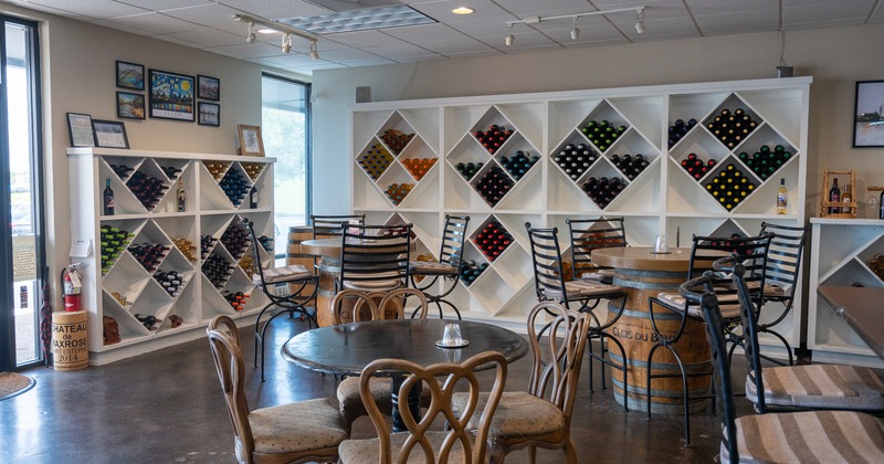 Interior, tables, armchairs