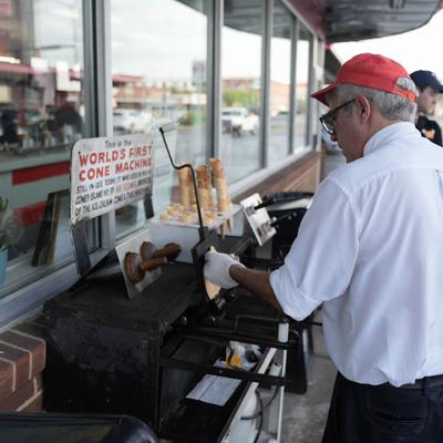 Baking ice cream cones.