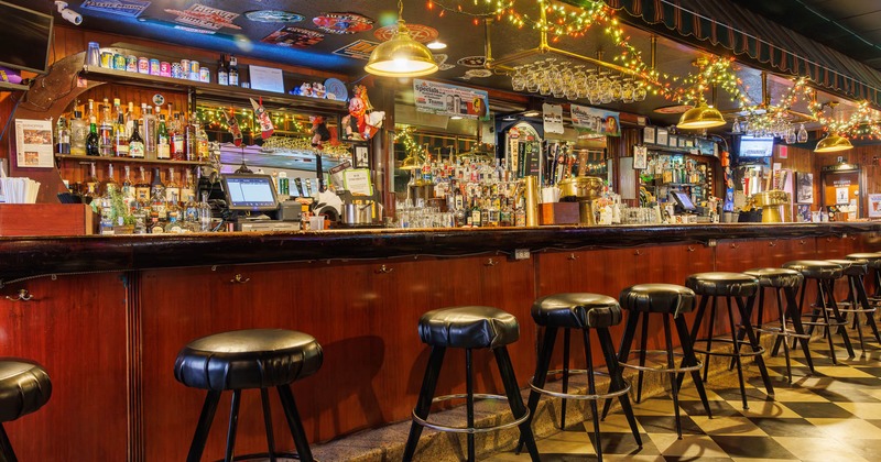 Interior, a bar with a bar stools