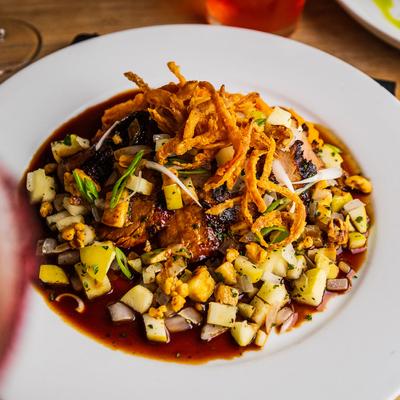 Pork Tenderloin, served, closeup