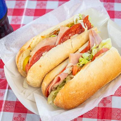 Two Italian Sub sandwiches.