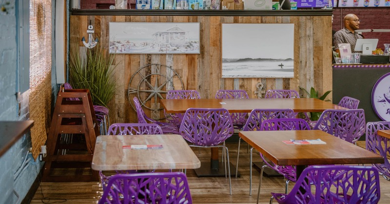 Interior, tables and chairs