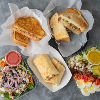 Assorted dishes, overhead view.