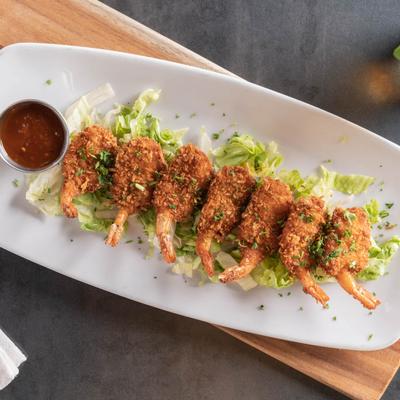Coconut shrimp and dip.