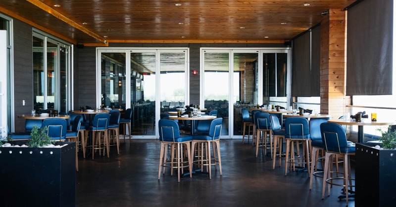 Interior, dining area, set tables ready for guests