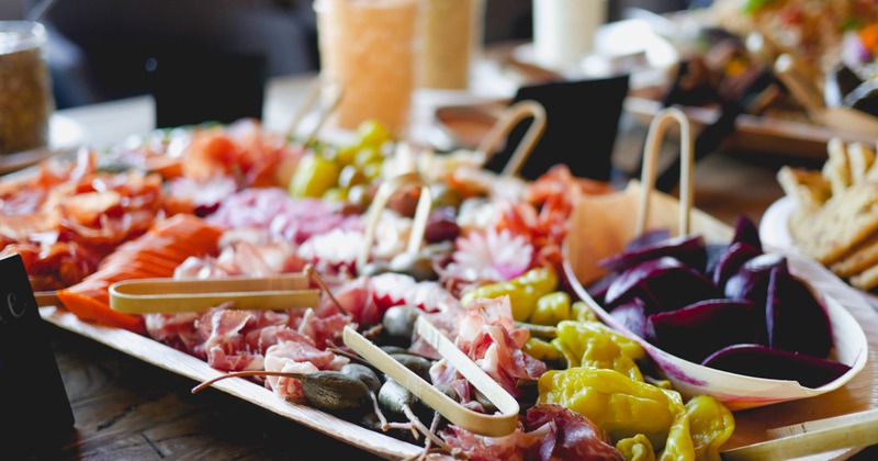 Charcuterie platter close up