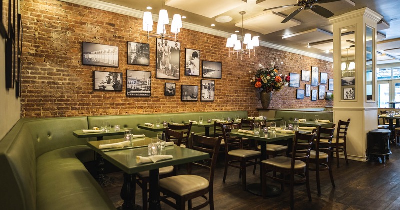 Dining area, set tables ready for guests