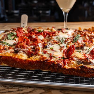 Detroit Style Meat Lover's Pizza.