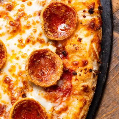 Meat Lovers Pizza, closeup.