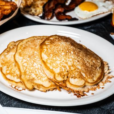 Three buttermilk pancakes.