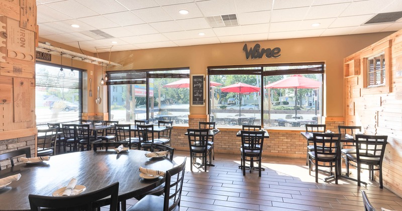 Dining tables with tableware