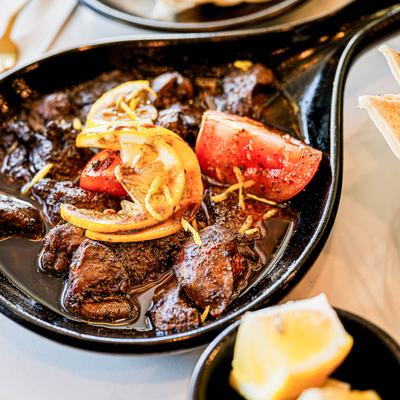 Chicken liver sauteed with aromatic spices, lemon and olive oil.