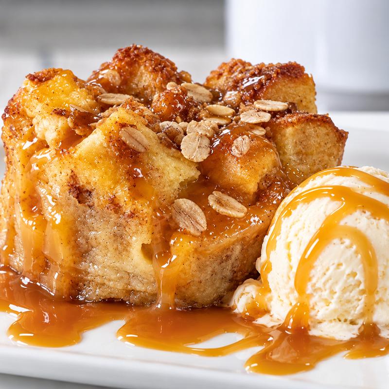 menu item 33 of 37, Peach Bread Pudding with Bourbon Caramel