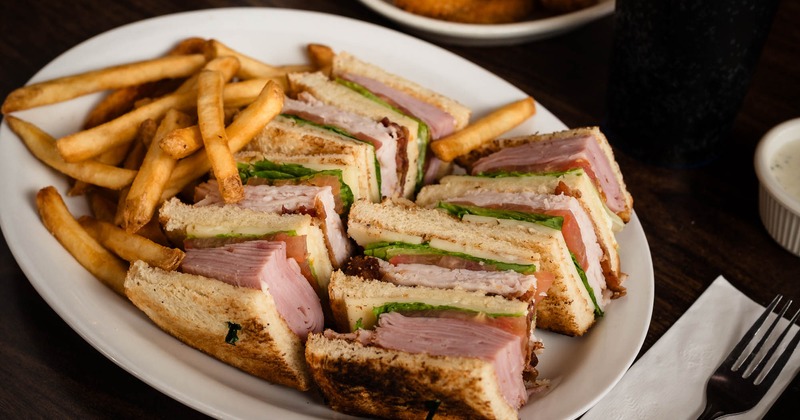 Clubhouse Sandwich and fries