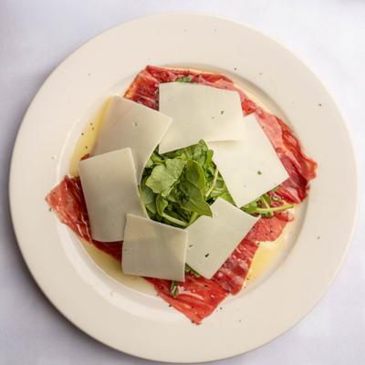 Beef Carpaccio, with arugula and shaved parmesan.
