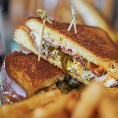 Bacon and jalapeno grilled cheese sandwich.