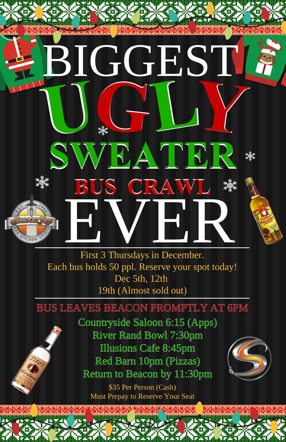 BIGGEST UGLY SWEATER BUS CRAWL EVER event photo