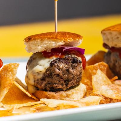 Grass-Fed Beef sliders, closeup