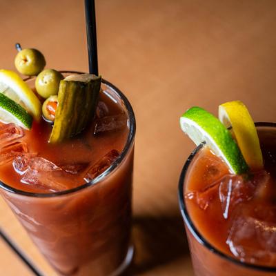 Two glasses of Bloody Mary.