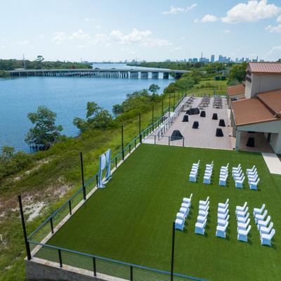 Aerial view of the wedding venue.
