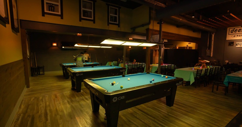 Interior, pool tables