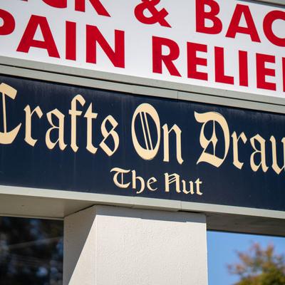 'Crafts On Draft' sign.