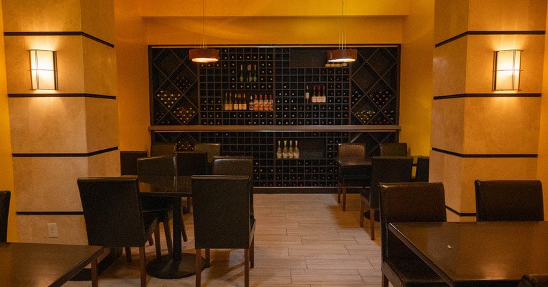 Interior, tables and chairs