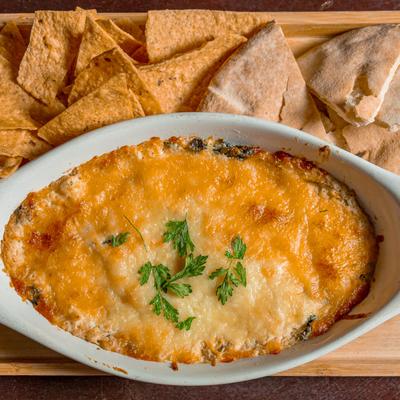 Spinach Artichoke Dip, top view.