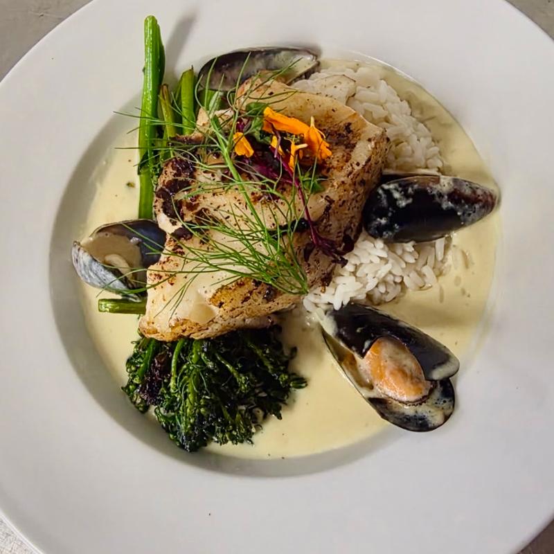 8 OZ CHILEAN SEA BASS WITH COCONUT MUSSEL FENNEL BROTH photo