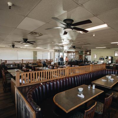 Interior seating area.