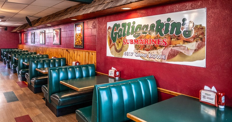 Interior, leather booths