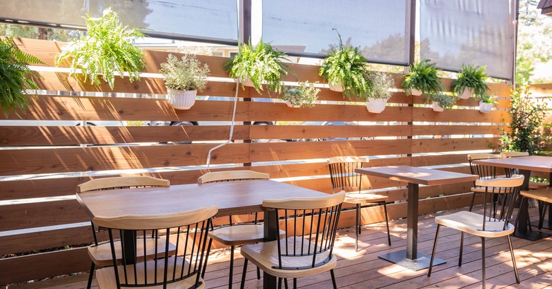 Exterior, garden tables ready for guests