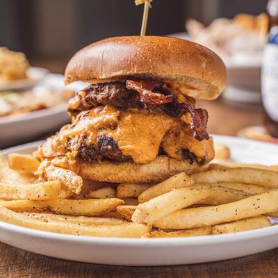 Southern burger and fries
