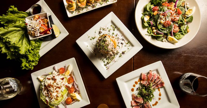 Several dishes served, top view