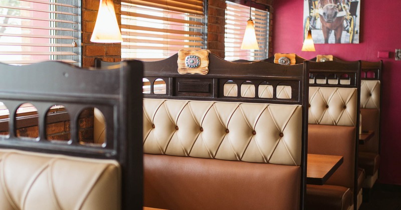 Interior, seating booths lined up
